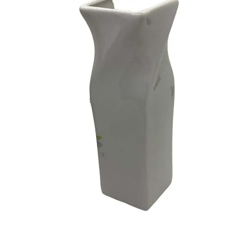 Embossed Butterfly Meadow Ceramic Vase Square Style 6 1/4